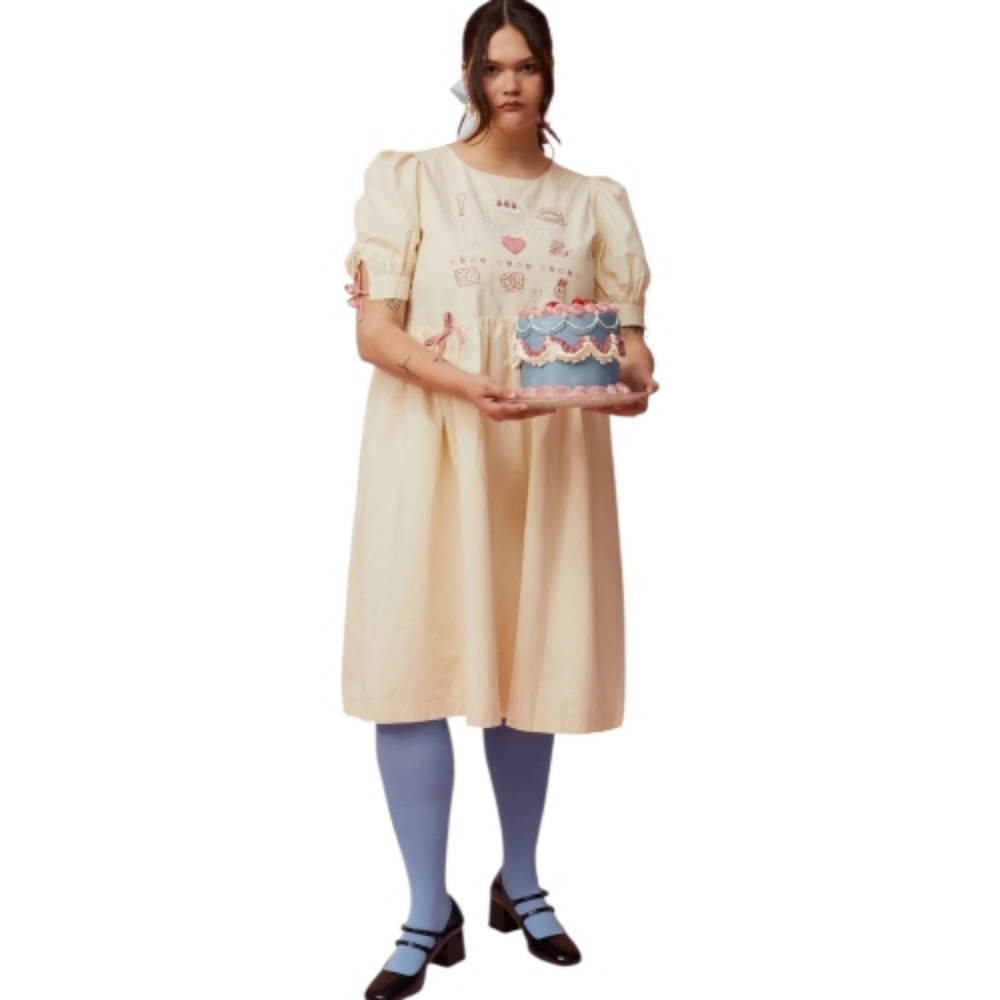 NEW Kina And‎ Tam cream embroidered The High Tea Dress XL